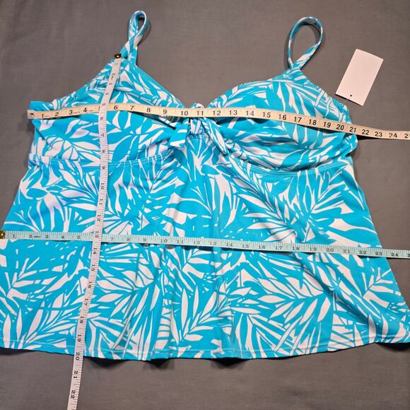 Swimsuits For All Blue Floral Tankini Top NEW Stretch Padded Womens Plus Size 24 - Picture 6 of 9